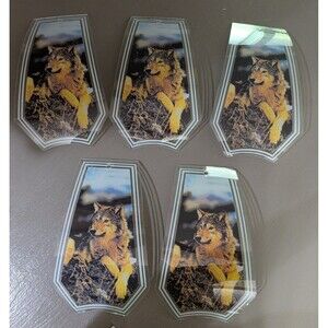 Vintage Wolf Glass Ceiling Fan Blade Inserts Replacement Panels Set of 5